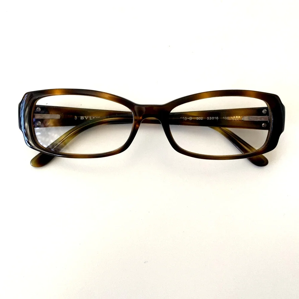 BVLGARI 455B 502 Eyeglasses Rectangular 53 16 135 Tortoise Shell Brown Italy